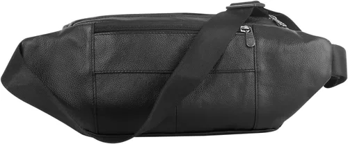 Miniatura 6 de Riñonera de piel auténtica, bolsa de cintura, organizador con cinturón ajustable, múltiples bolsillos para hombres y mujeres, Negro-878 Grande, L