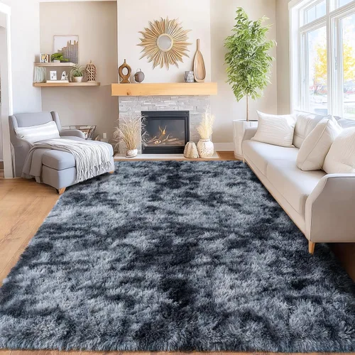 Miniatura 40 de Awaytail Alfombra Esponjosa Lavable 2x3 Pies, Pura Negra Alfombra para Silla de Escritorio Antideslizante, Alfombra Supersuave para Niños