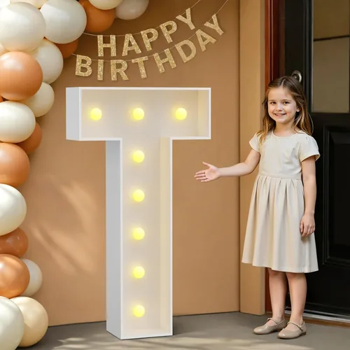 Miniatura 30 de IMPRSV Letras de mosaico iluminadas de marquesina, 4 pies para globos y fiestas, decoración de kit de arco