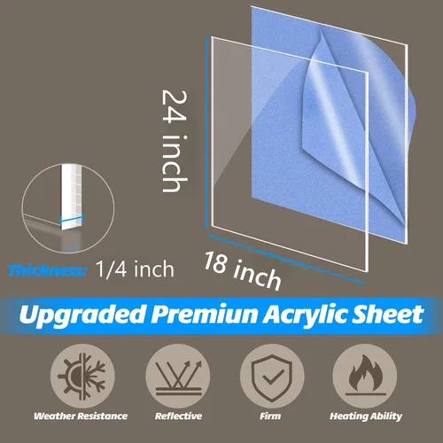 Miniatura 2 de Hoja de acrílico transparente de 1/4, 6mm de grosor, hojas de plexiglás de 18x24 pulgadas para hacer letreros, proyecto de luz LED, tragaluz, vidrio