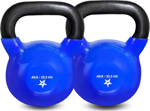 Miniatura 9 de Yes4All Pesa rusa, pesas rusas de hierro fundido con revestimiento de vinilo de 5-100 LB para entrenamiento de fuerza para ejercicios de gimnasio