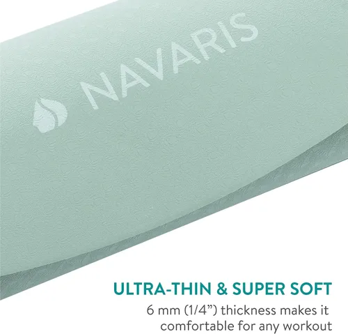 Miniatura 5 de Navaris Esterilla de yoga redonda – 47 pulgadas de diámetro de 1/4 pulgadas de grosor – Alfombrilla antideslizante para cardio, entrenamiento