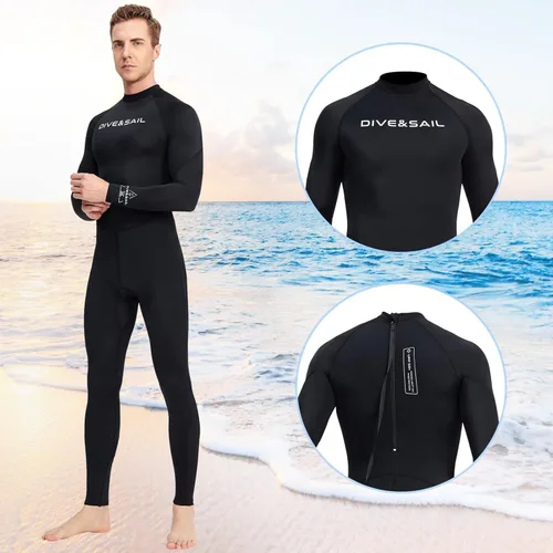 Miniatura 5 de Aivtalk Traje de buceo de cuerpo completo para hombre, manga larga, cremallera trasera, traje de neopreno con protección solar UV, refrescante, a