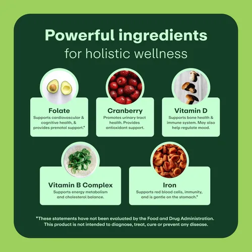 Miniatura 2 de WellWithAll Multivitamínico para mujer Suplemento diario con vitaminas esenciales, minerales y hierro Apoya la inmunidad, la salud cardíaca