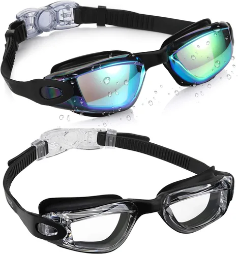 Miniatura 15 de Aegend - Gafas de natación de 2 unidades, gafas de natación para niños, niños y niñas de 3 a 14 años Azul y verde claro