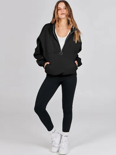 Miniatura 5 de ANRABESS Sudaderas de forro polar con media cremallera para mujer, de gran tamaño, con cremallera de un cuarto, ropa de moda para otoño de 2024