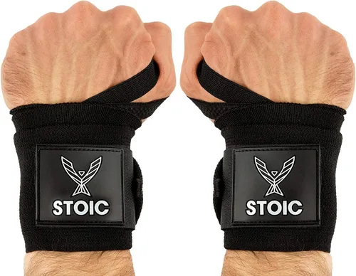 Stoic Muñequeras para levantamiento de pesas, levantamiento de pesas, entrenamiento cruzado, culturismo con bucle para el pulgar. para entrenamiento