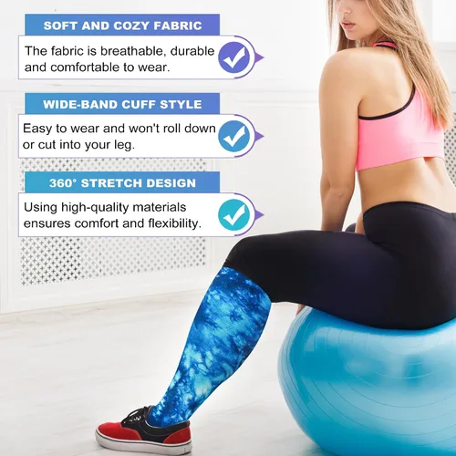 Miniatura 2 de LEVSOX Calcetines de compresión de talla grande, calcetines de soporte de pantorrilla ancha para mujeres y hombres, 15-20 mmHg hasta la rodilla