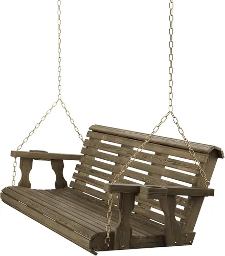 Miniatura 26 de Columpio Amish resistente para terraza (800 lb) con cadenas para colgar y posavasos Tinte negro semisólido