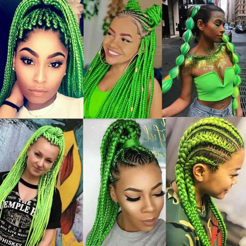Miniatura 6 de Cabello trenzado verde preestirado de 26 pulgadas, 3 paquetes de cabello trenzado para trenzas, textura Yaki, trenzas de ganchillo con ajuste