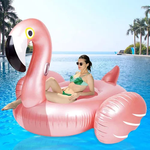 Flotador inflable gigante de flamenco para piscina, flotador de piscina con válvulas rápidas, balsa flotante de natación, sala de estar, decoración