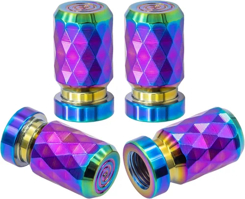 Miniatura 56 de 4 piezas de tapas de válvula de rueda con forma de punta, válvula de rueda de aleación de aluminio con punta, tapas de aire universales a prueba