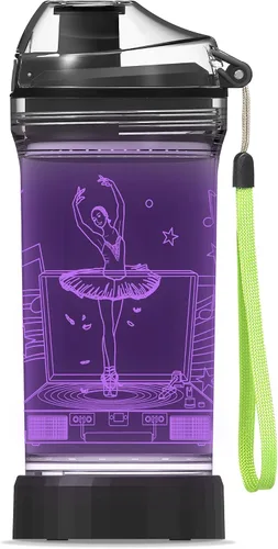 Miniatura 9 de YuanDian Botella de agua para niños con luz LED 3D - 14 onzas Tritan libre de BPA ecológica - 7 colores luz tazas de bebida geniales, regalo