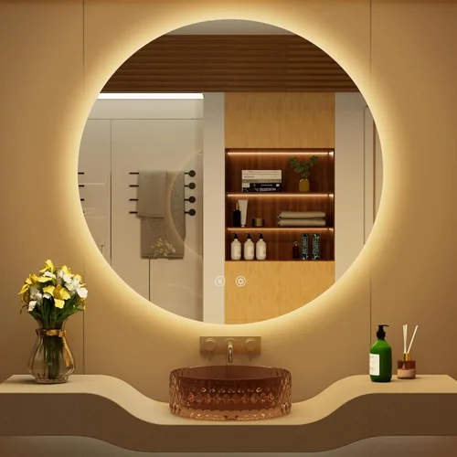 Miniatura 15 de Espejo LED para baño de 24 pulgadas, 3 temperaturas de color (3000K/4500K/6000K), retroiluminación regulable, antivaho, vidrio HD de 5MM, CRI 90+