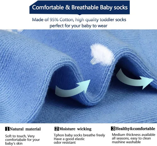 Miniatura 5 de Tphon Calcetines antideslizantes para niños pequeños, 12 pares de calcetines adhesivos antideslizantes para bebés de 1 a 10 años