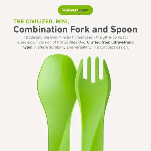 Miniatura 2 de Humangear GoBites Uno - Utensilios de cubiertos portátiles para equipo de campamento, accesorios de cocina para cocinar o lonchera, 1 paquete, verde
