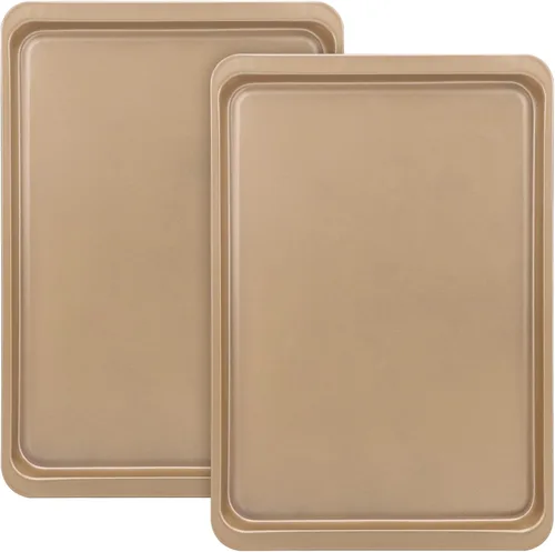 Miniatura 9 de Beasea Paquete de 2 bandejas para hornear, bandeja de galletas de 10 x 14.6 pulgadas, antiadherente, de acero al carbono, para horno, bandejas