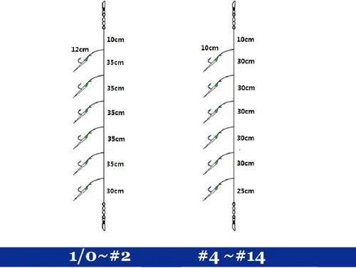 Miniatura 6 de OCEAN CAT 10 paquetes de 6 ganchos/juego de aparejos de pesca Rainbow Lucid Fishskin String Hook Señuelo de pesca de agua salada cebo de agua dulce