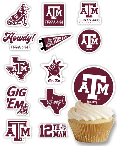 Miniatura 7 de Decoraciones para cupcakes de la Universidad de Alabama, suministros para fiestas de fútbol americano, cumpleaños, graduación (24 piezas)