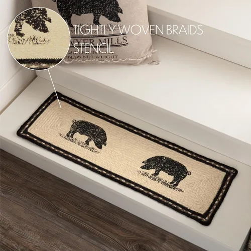Miniatura 5 de VHC Brands Sawyer Mill - Alfombra rectangular para escalera, color blanco blanqueado, 8.5 x 27 pulgadas