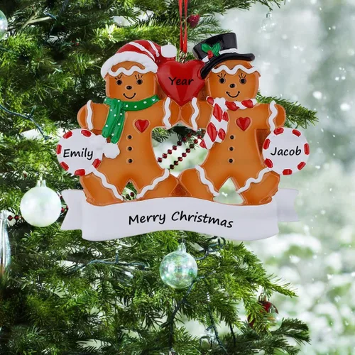 Miniatura 2 de 2025 Adorno de Navidad Familiar - Adorno Personalizado de Familia de 3 de Jengibre - Adornos de Navidad de Pareja Horneando Galletas - Adornos 2025