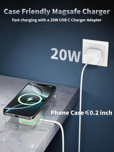 Miniatura 3 de Cargador magnético de Apple de 6 pies [certificado MFi de Apple] Almohadilla de carga inalámbrica rápida de 15 W para iPhone Air/17 Pro/16 Pro