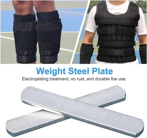 Miniatura 4 de PXRJE Chaleco con peso placas de acero ajustable a prueba de óxido de entrenamiento de fuerza placa de acero larga con cabeza redonda para cargar