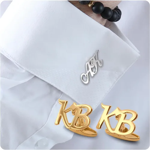 Gemelos grabados personalizados – Gemelos con letra inicial del alfabeto A-Z – Regalo para hombres, papá, cumpleaños, boda, novio, padrinos de boda,