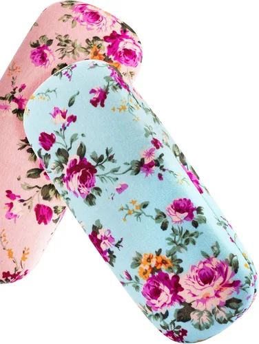 Miniatura 5 de Weewooday 2 piezas de carcasa rígida para gafas de flores funda de tela floral funda de gafas para mujer funda de vidrio duro retro