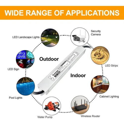 Miniatura 7 de Controlador LED Fuente de alimentación de 12 voltios 120 V AC a 12 V CC Convertidor 60W 5A Transformador de bajo voltaje IP67 Adaptador