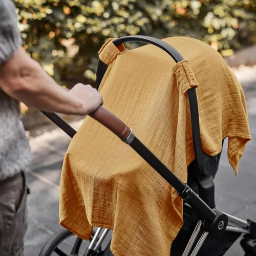 Miniatura 7 de Funda de asiento de coche para bebé, muselina de algodón orgánico, toldo para asiento de automóvil, 43 x 32 pulgadas (amarillo otoño)
