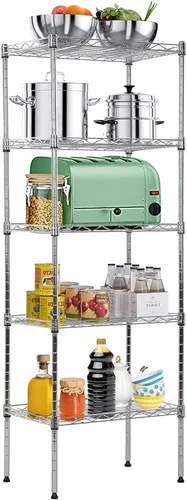 Miniatura 14 de Estantería de alambre de metal de 5 niveles para aperitivos, estante de almacenamiento ajustable en altura con certificación NSF, estantes de Cromo