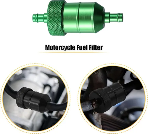 Miniatura 4 de X AUTOHAUX 0.315 in 5/16" manguera de diámetro aleación de aluminio motocicleta gasolina aceite combustible filtro limpiador verde