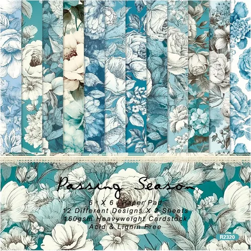 Miniatura 10 de Papel de cartulina floral, bloc de papel para álbum de recortes de 6 x 6 pulgadas, 24 hojas de papel de patrón de flores de una sola cara, papel