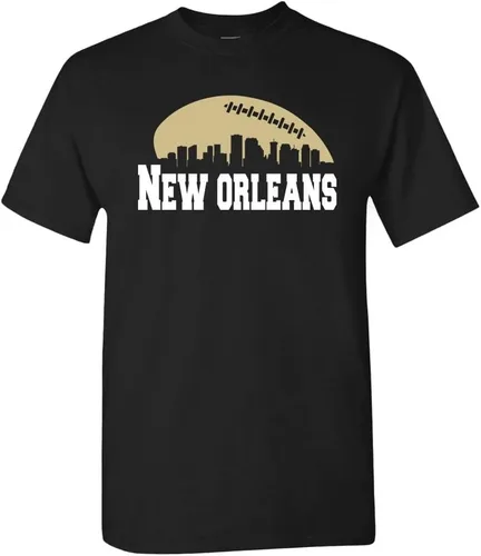 Xtreme Apparrel City Skyline - Camiseta de hombre para los aficionados al fútbol americano New Orleans - Camisa negra