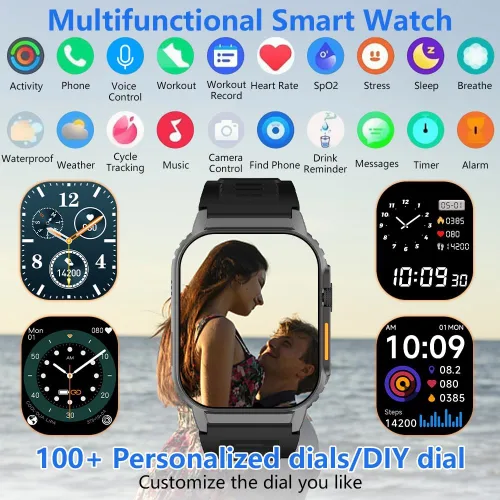 Miniatura 6 de Reloj inteligente para hombres y mujeres (marcado/respuesta de llamadas), rastreador de actividad con monitor de frecuencia cardíaca/sueño, 100