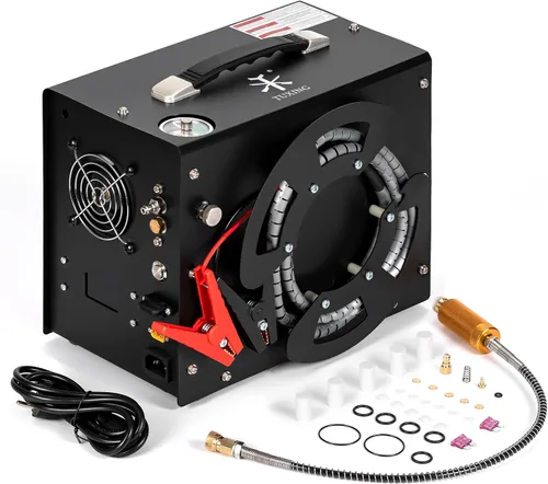 Miniatura 8 de TUXING Compresor de aire PCP, diseño de carrete de bobinado portátil, compresor de pistola de aire PCP con convertidor de potencia integrado, parada