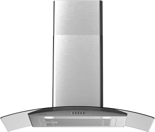 Miniatura 7 de Campanas extractoras de vidrio curvadas montadas en la pared de 30 pulgadas con 450 CFM, cocina de acero inoxidable convertible sin conductos con 3