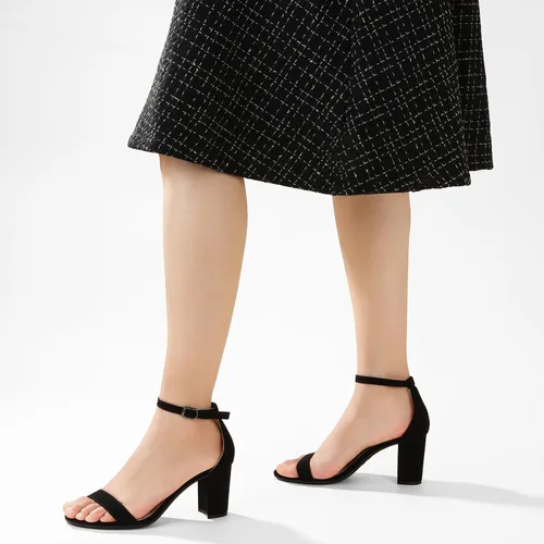 Miniatura 6 de Ankis Tacones para mujer, puntera abierta, correa de tobillo, tacón grueso, sandalias de 2.75 pulgadas