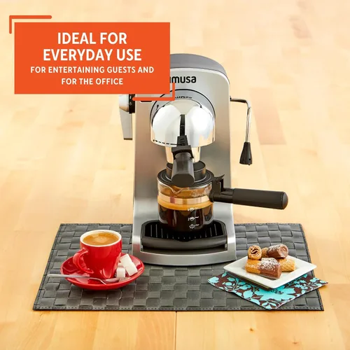 Miniatura 8 de IMUSA Cafetera eléctrica para Espresso y Cappuccino Bistro de 4 tazas, plateado