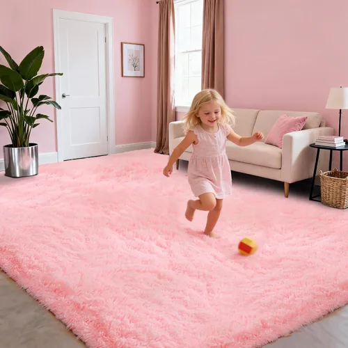Miniatura 11 de Alfombra negra lanuda para sala de estar o dormitorio, ultra suave y esponjosa, alfombra peluda de 4 x 6 pies, alfombra de noche de felpa