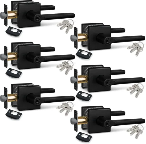Miniatura 77 de NEWBANG Palanca de puerta de cama/baño para privacidad Baño e interior Manija de cerradura de puerta en negro mate envejecido, HD1601-DB-BK-1P