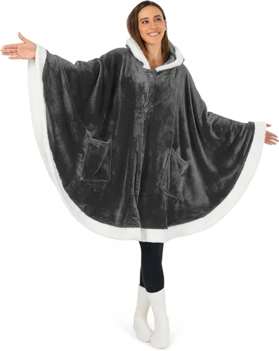 Miniatura 13 de PAVILIA Manta Vestible para Mujeres Adultas, Acogedora Manta Poncho Capa de Vellón de Felpa con Capucha, Chal Súper Suave, Manta Envolvente Angel
