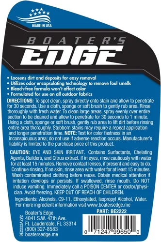 Miniatura 2 de BOATER'S EDGE Limpiador de tela – Limpiador de tela y lienzo de grado marino + quitamanchas – 32 onzas (BE2222)