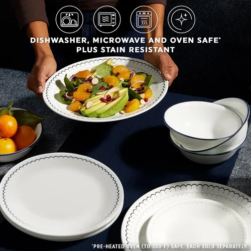Miniatura 3 de Corelle Juego de 6 platos redondos de 21.6 cm para almuerzo, vidrio de triple capa Vitrelle, platos redondos ligeros, platos para ensalada