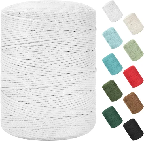 Miniatura 67 de Cordón de macramé de 0.079 in x 380 yardas (1140 pies), cuerda de algodón natural para colgar en la pared, ganchos de plantas, manualidades, Beige