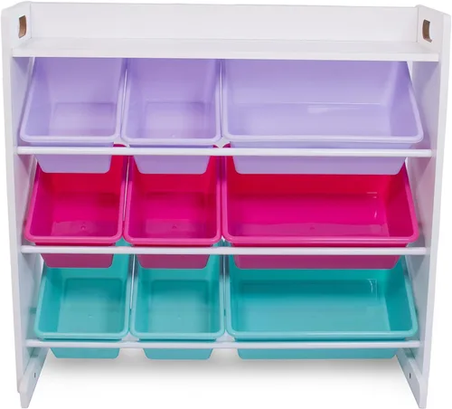 Miniatura 3 de Humble Crew Organizador de almacenamiento de manualidades y juguetes con estante superior y 9 contenedores extraíbles, Estantería para niños