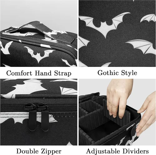 Miniatura 3 de 9CH Bolsa organizadora de maquillaje gótica, bolsas de maquillaje de Halloween, bolsa de cosméticos grande con divisores ajustables, estuche