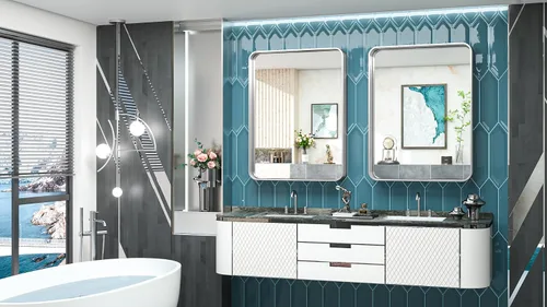 Miniatura 194 de TokeShimi - Espejo para pared de baño, espejo de tocador con marco de metal de aleación de aluminio mate cepillado e inoxidable, decoración rústica