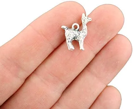 Miniatura 2 de Bohemian Findings 4 encantos de llama de alpaca en tono plateado antiguo 3D de dos caras - SC6970, Metal Zinc, No es una piedra preciosa